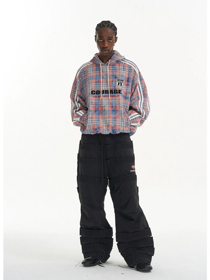 Plaid Color-Block Sport Hoodie