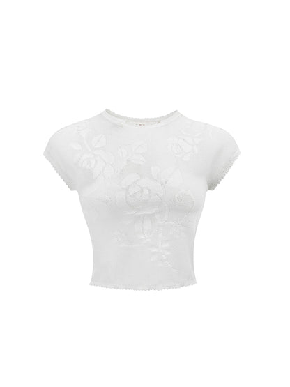 Rose Lace Cutout T-shirt