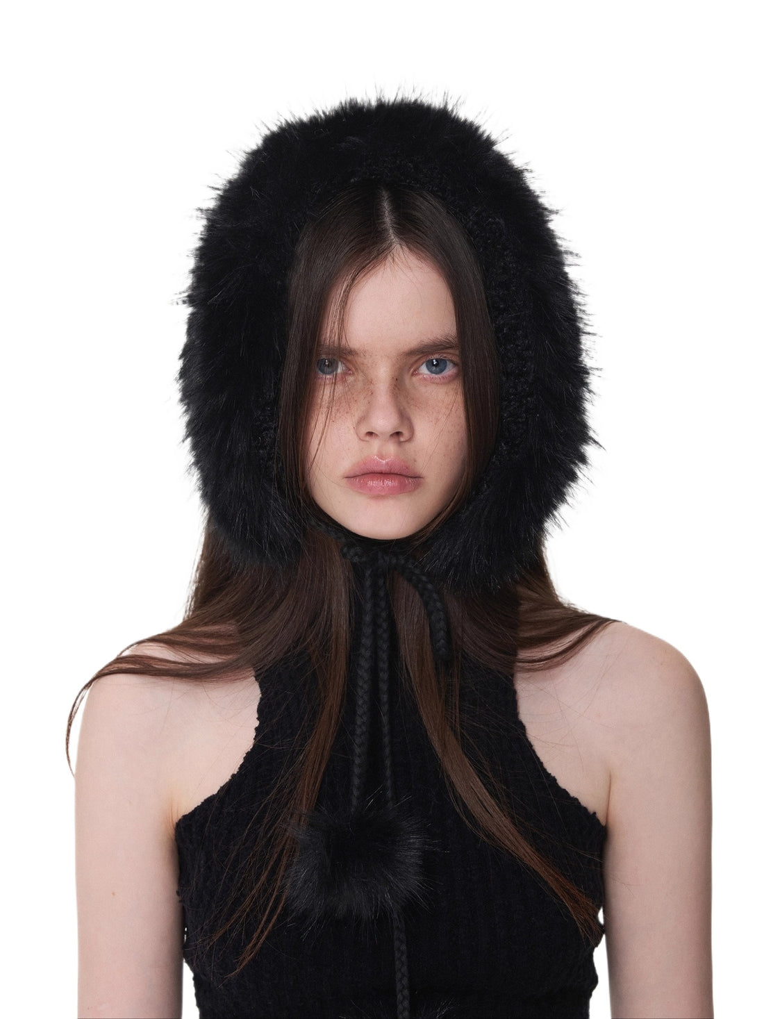 Reversible Faux Fur Pom-Pom Ear Muff Collar