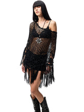 Hollow Out One-Piece Fringed Knit Shrug - CHINASQUAD