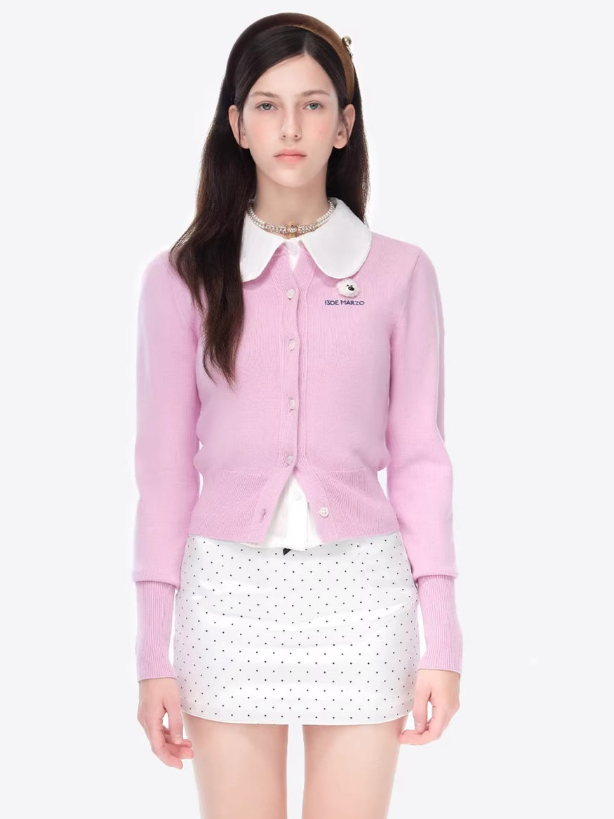 Cropped Knit Cardigan Sweater