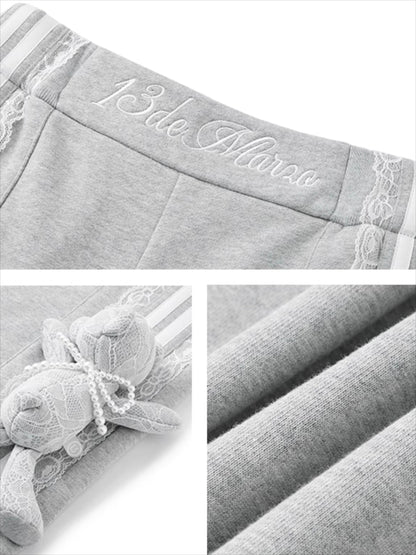 Lace Panel Relaxed Sweatpants Set