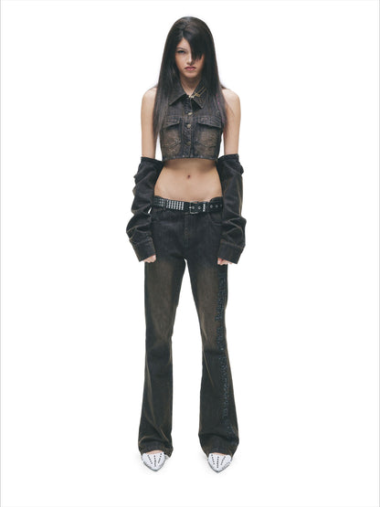 Enzyme-Washed Straight Denim Pants