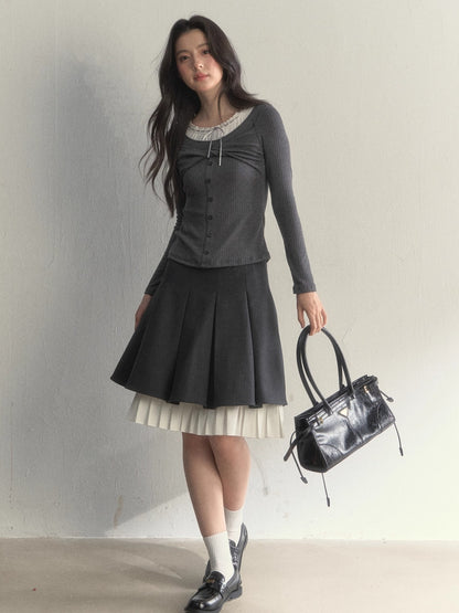 Bow-Tied Knit Long Sleeve T-Shirt