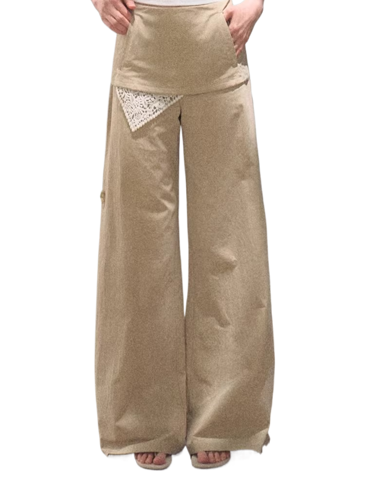 Bohemian Detachable Scarf Wide-Leg Relaxed Trousers