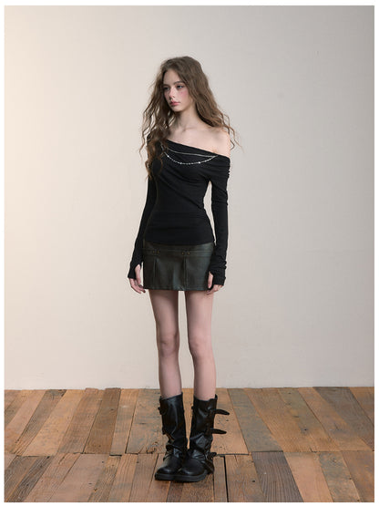 Double-Chain Asymmetric Long-Sleeve T-Shirt - CHINASQUAD