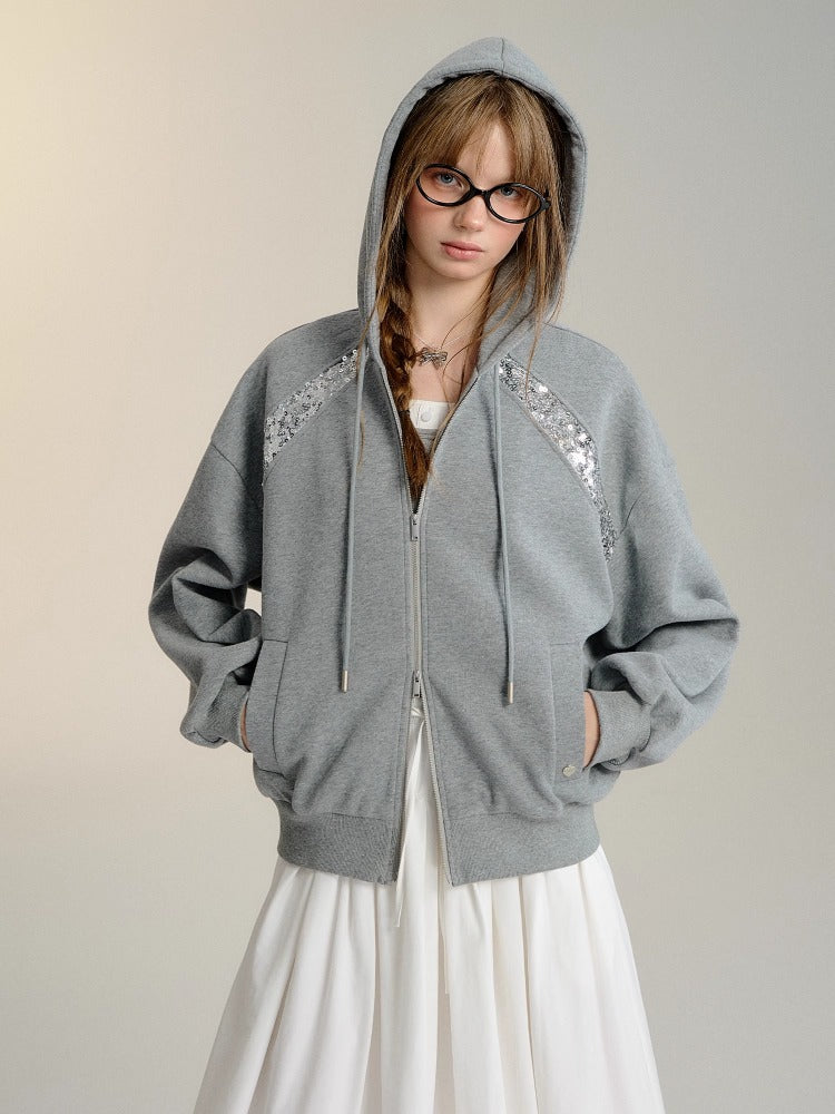 Gray Oversized Hooded Sweatshirt