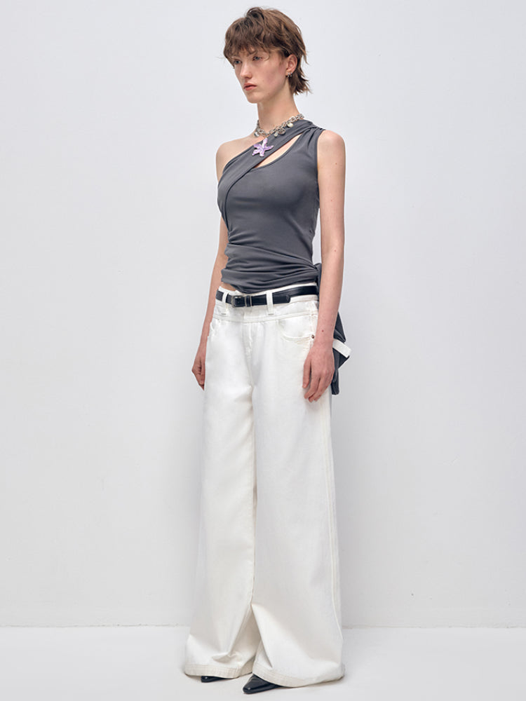 Irregular Slanted Single Shoulder Vest