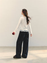 Cross-Stitch Floral Wide-Leg Pants - CHINASQUAD
