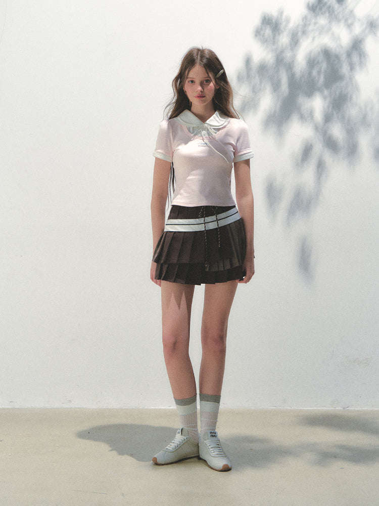 Collar Knitted Short-sleeve T-shirt