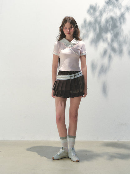 Collar Knitted Short-sleeve T-shirt