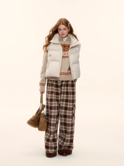 White Duck Down Puffer Stand-Collar Vest