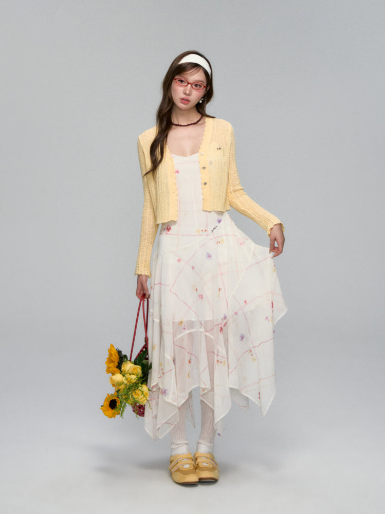 Irregular Floral Chiffon Dress