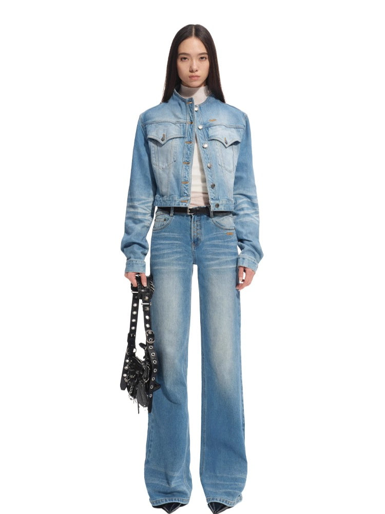 Natural Waist Fitted Straight Jeans