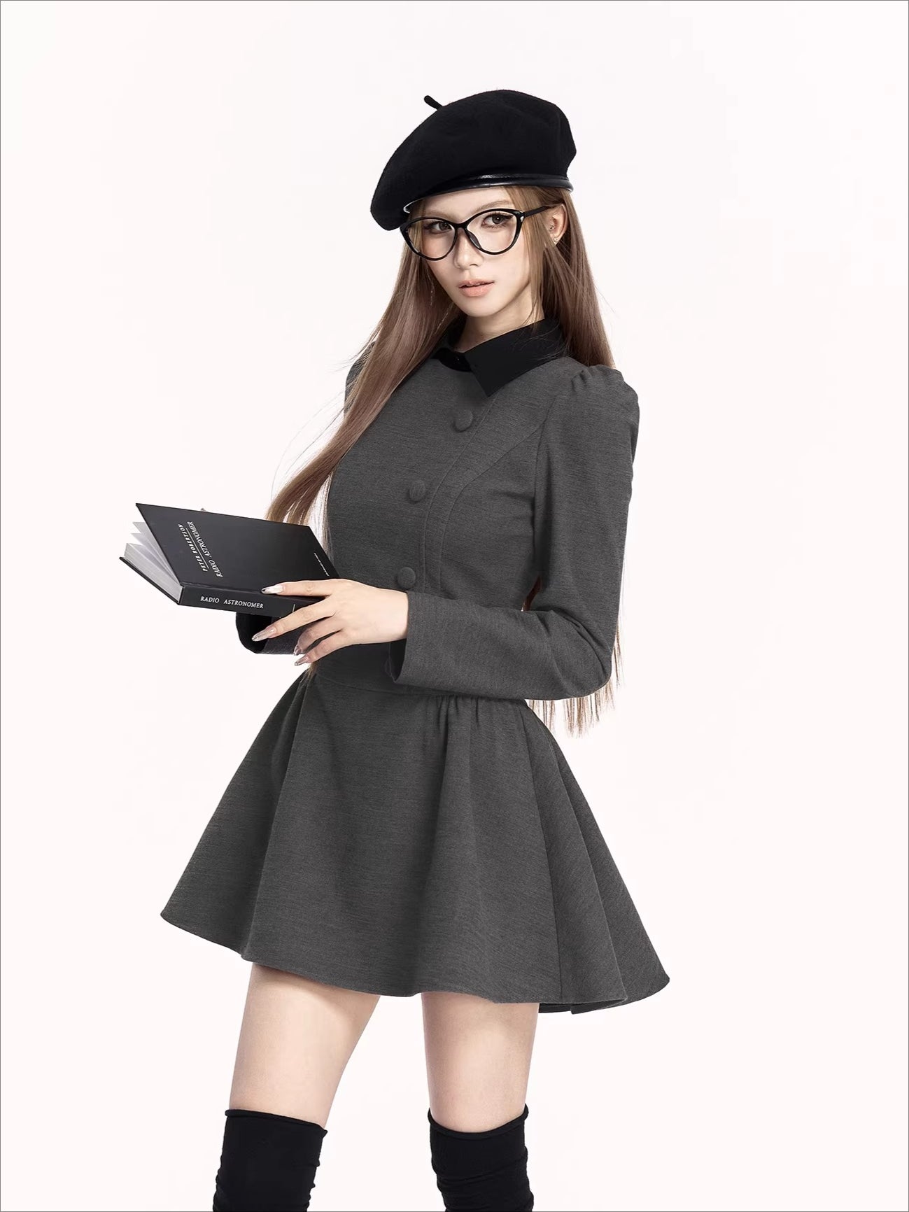 Vintage Preppy Faux Fit-and-Flare Dress