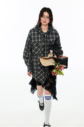 Gradient Plaid Casual Hooded Shirt - CHINASQUAD