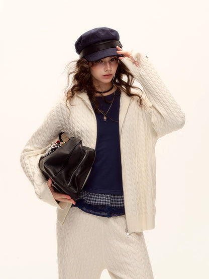 Tencel Wool Plaid Patchwork T-Shirt