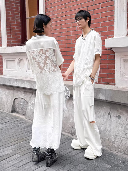 Color-Blocked Distressed Jogger Pants