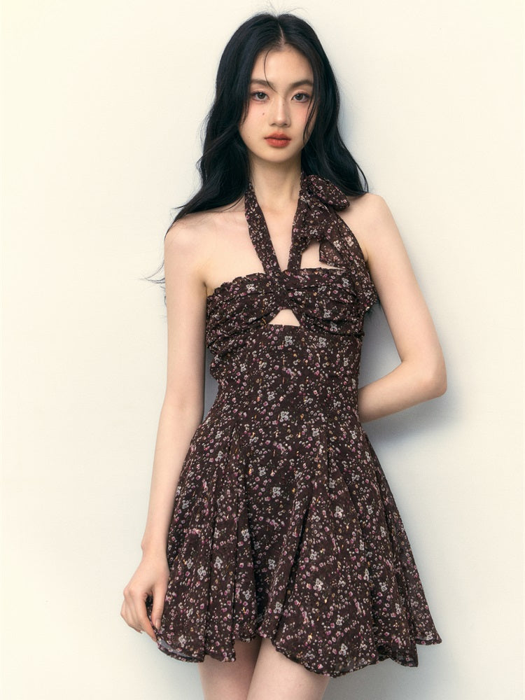 Dark Brown Floral Dress