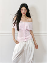 Color-block Off-shoulder Poncho-style Knit T-shirt - CHINASQUAD