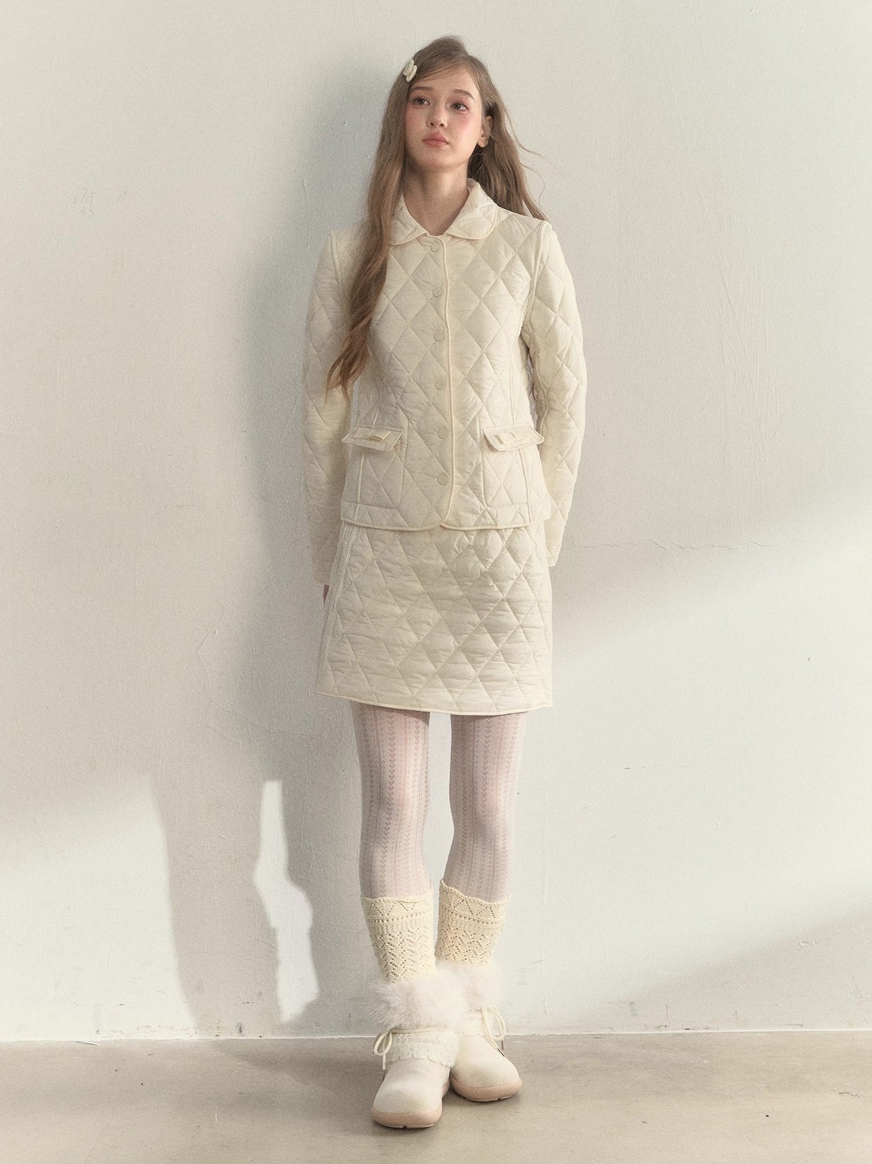 Reversible Quilted Doll Collar Jacket &amp; Skirt Set