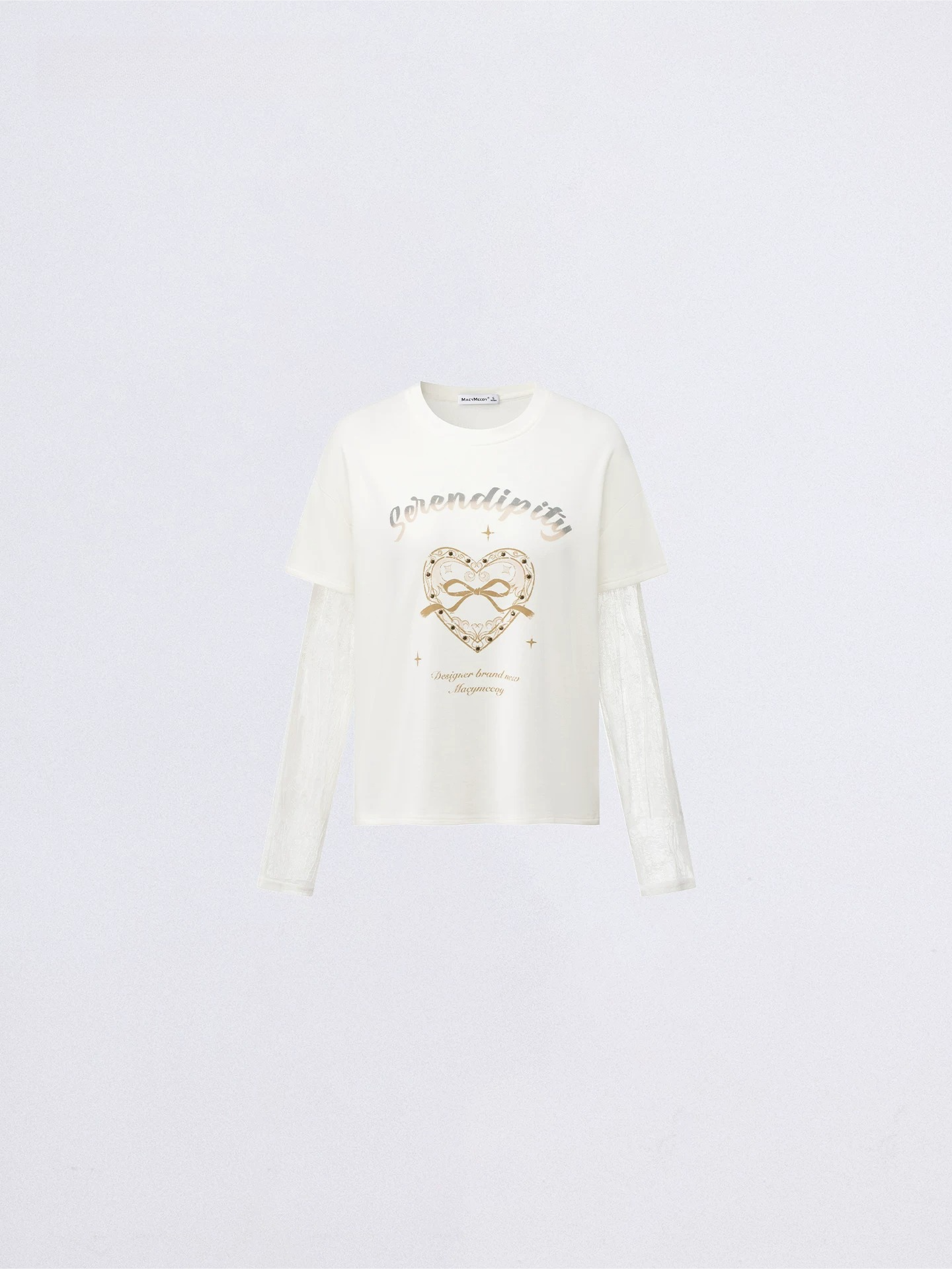 Lace Panel Sun Protection Graphic T-Shirt