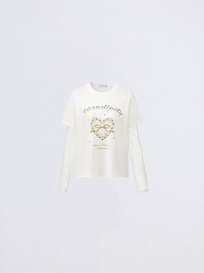Lace Panel Sun Protection Graphic T-Shirt