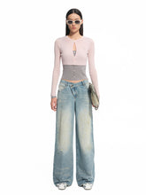 Fake Two-piece Layered Contrast-color Cardigan - CHINASQUAD