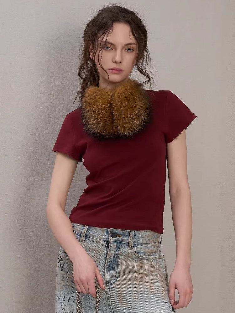 Raccoon Fur Metal-Logo Earmuffs