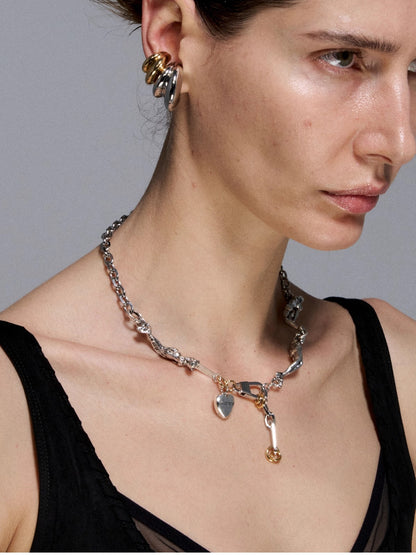 Silver Reconstructed Vintage Mermaid Heart Necklace