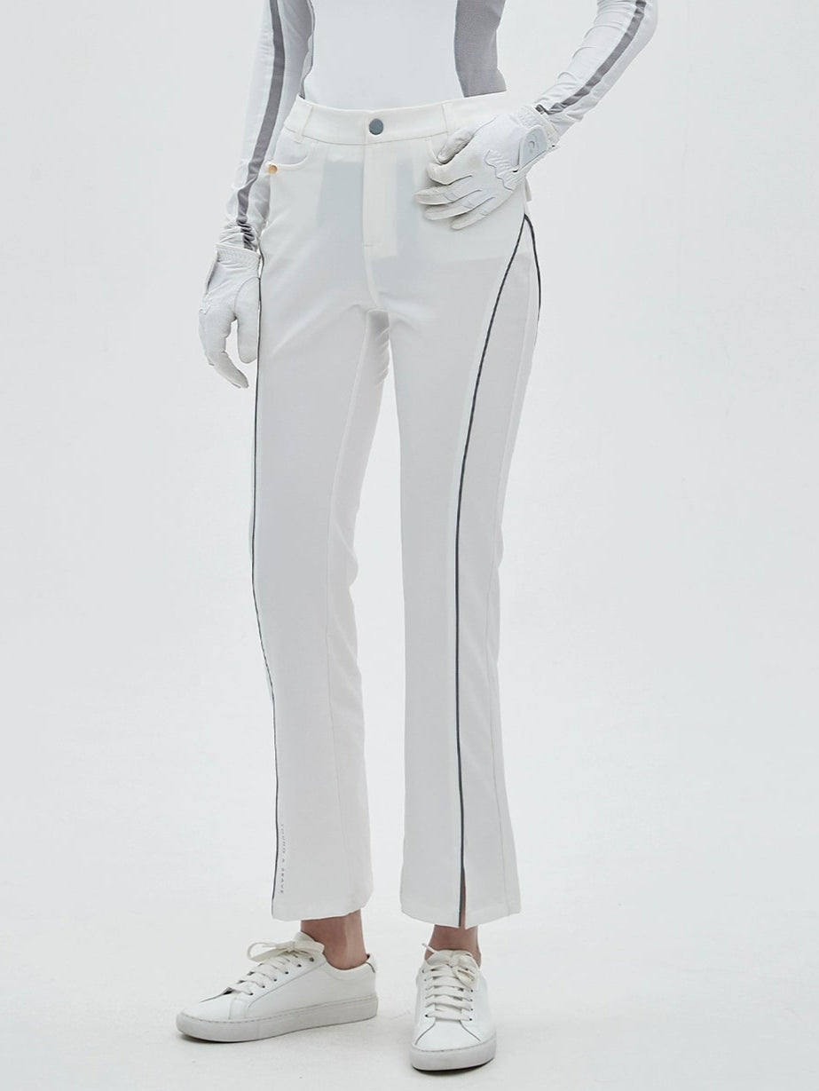 White Quick-dry Golf Turtleneck Top &amp; Trousers Set