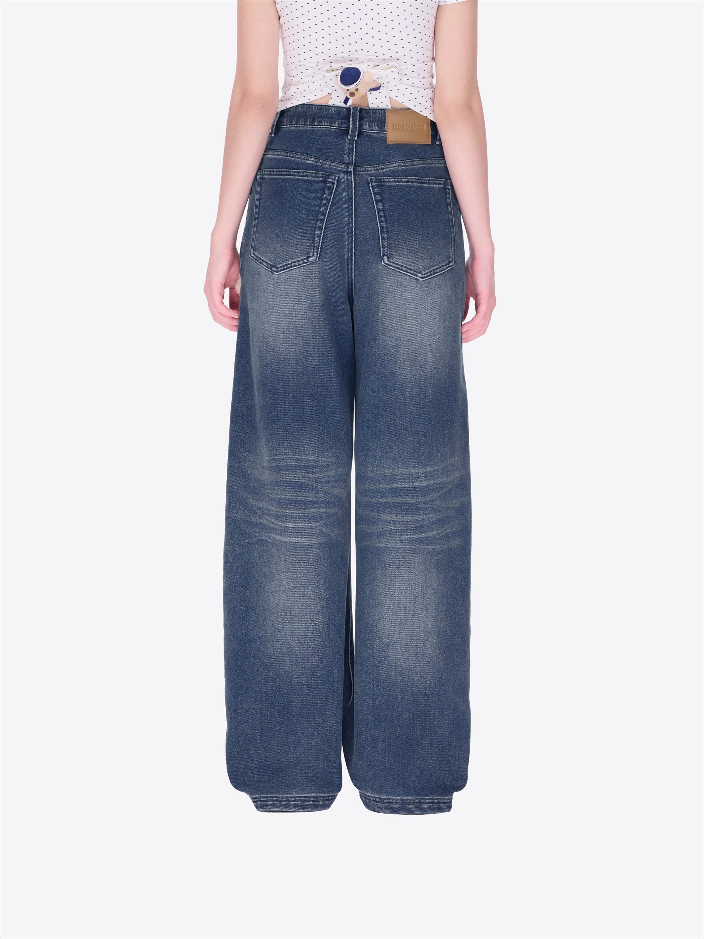 Relaxed Fleece-Lined Curved Denim Pants