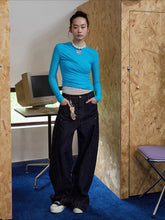 Ruched Long Sleeve Cropped T-shirt - CHINASQUAD