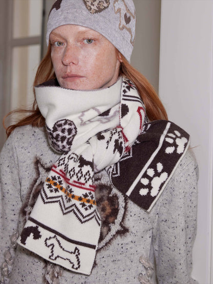 Fair Isle Heart Jacquard Wool Blend Scarf