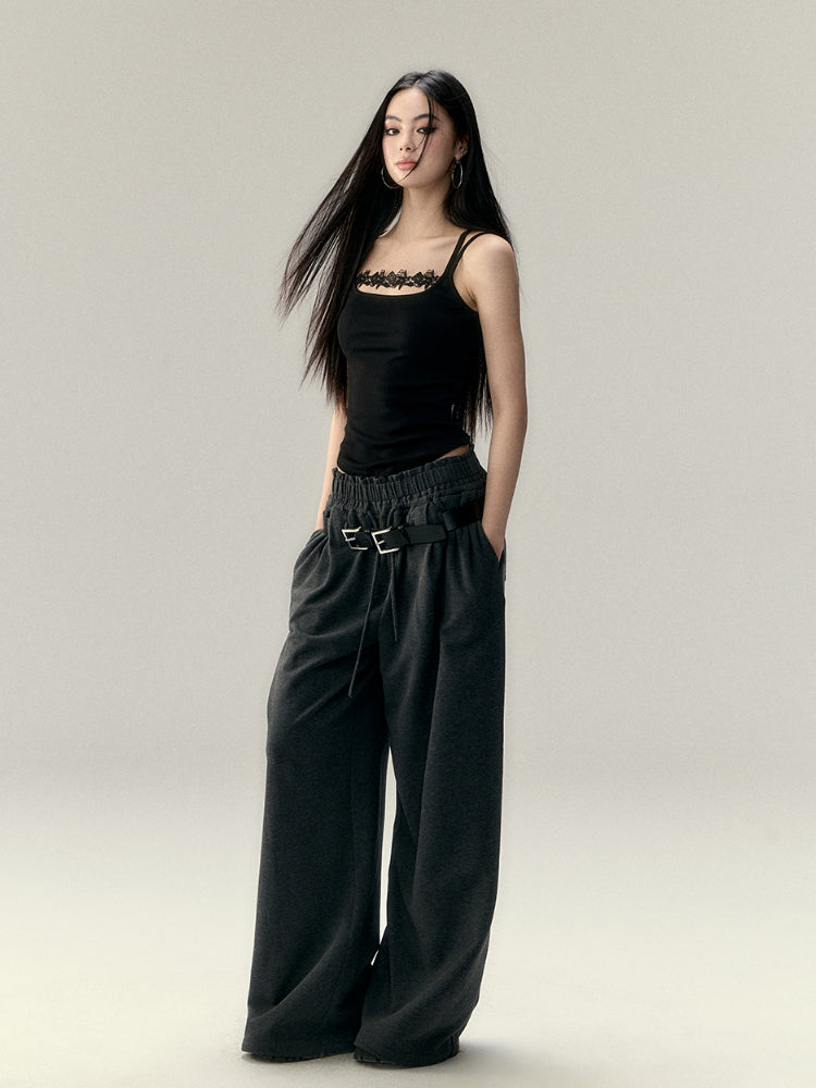 Soft Cotton Pleated Wide-Leg Pants