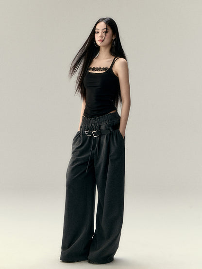 Soft Cotton Pleated Wide-Leg Pants