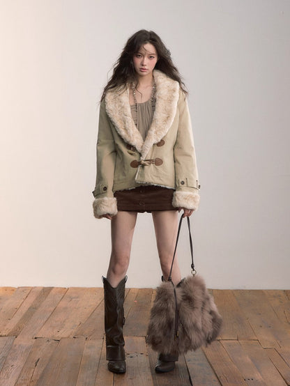 Reversible Faux Fur Toggle Jacket