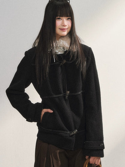 Original Design Black Duffle Wool Jacket