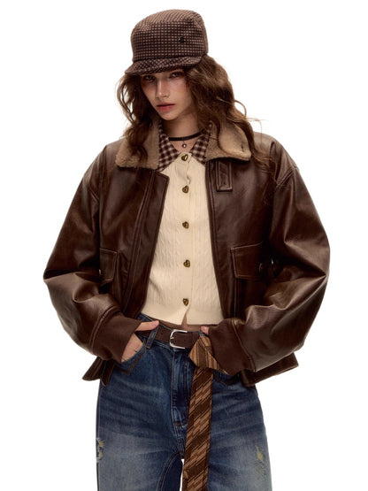 Faux Leather Padded Jacket