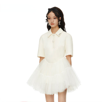 White &amp; Black High-waisted Mini Dress - CHINASQUAD