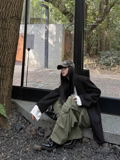 Vintage Washed Fringe-Edge Casual Blazer