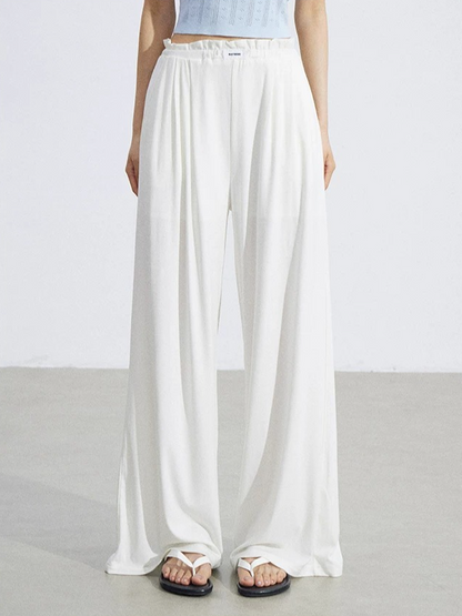 Lace-Trim Flowing Wide-Leg Pants