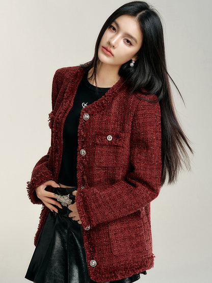 Chanel-Style Wool Outer Layer Down Jacket