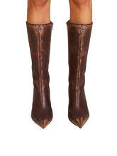 Compass Badge Sword Leather High Heel Boots Patina Wild Horse Brown Patina - CHINASQUAD