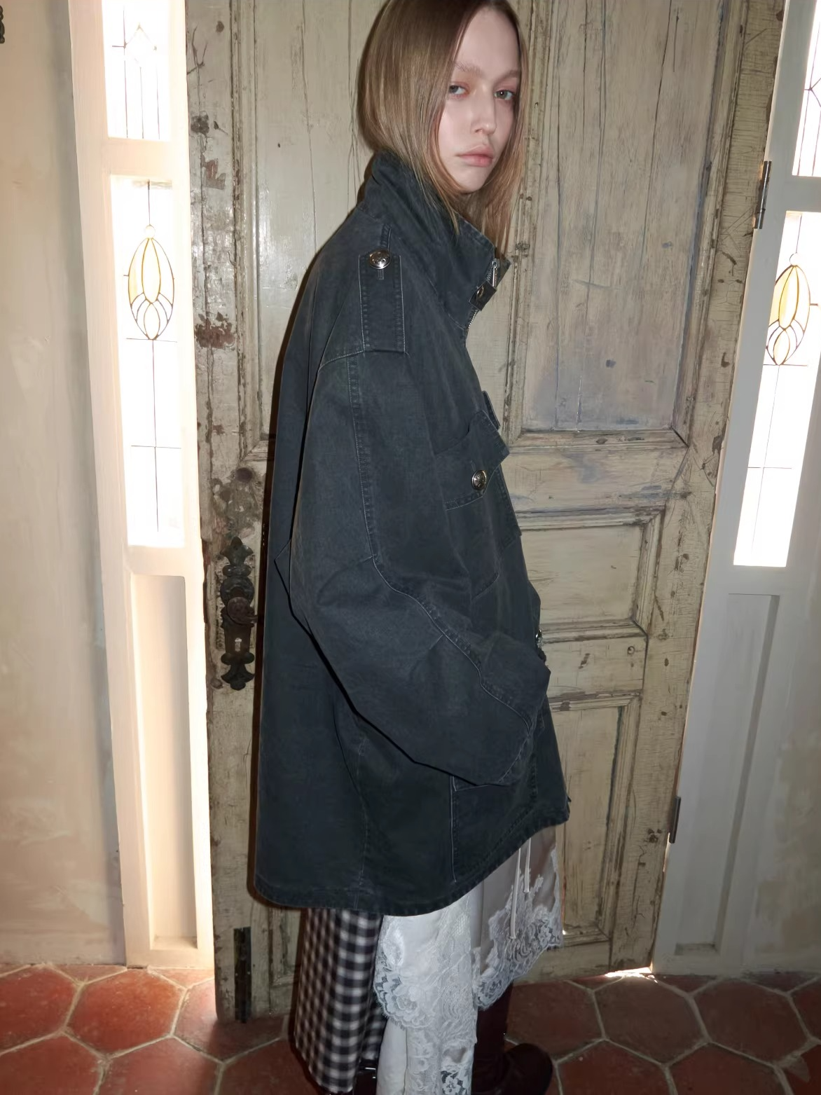 Washed Vintage Utility Pocket Jacket