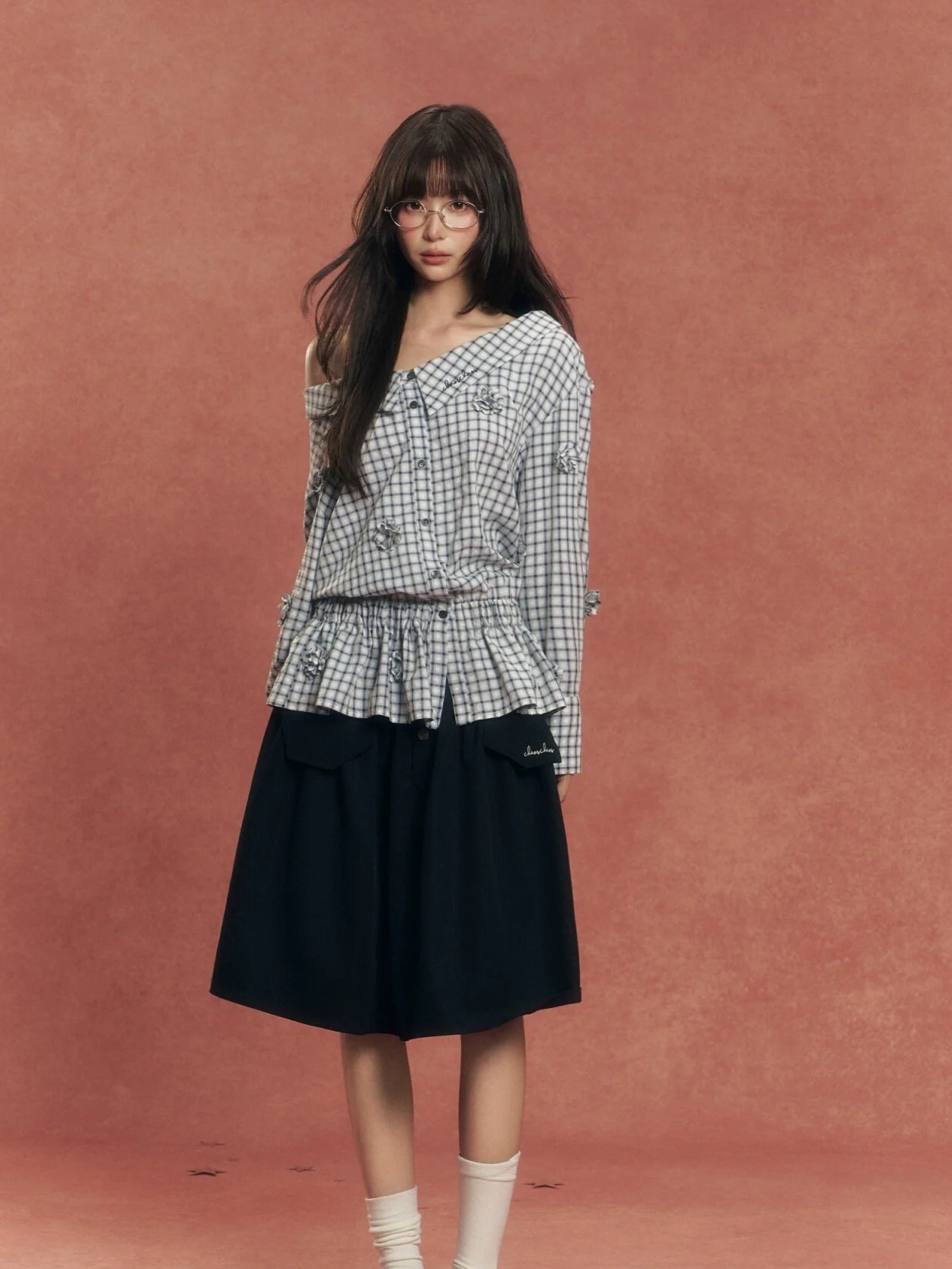 One-Shoulder Convertible Waist-Cinched Shirt