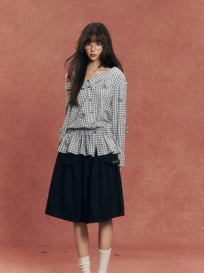 One-Shoulder Convertible Waist-Cinched Shirt