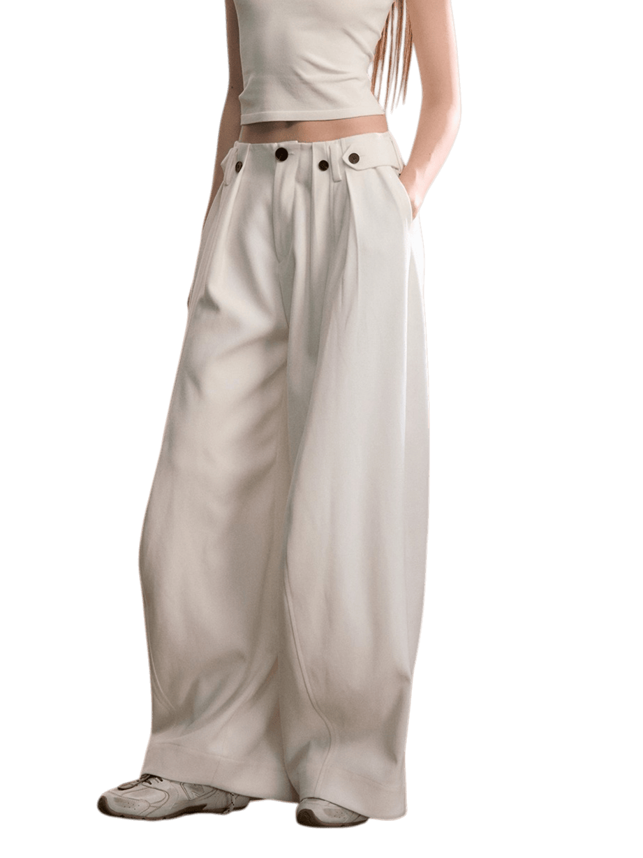 Tailored Pleated Wide-Leg Trousers
