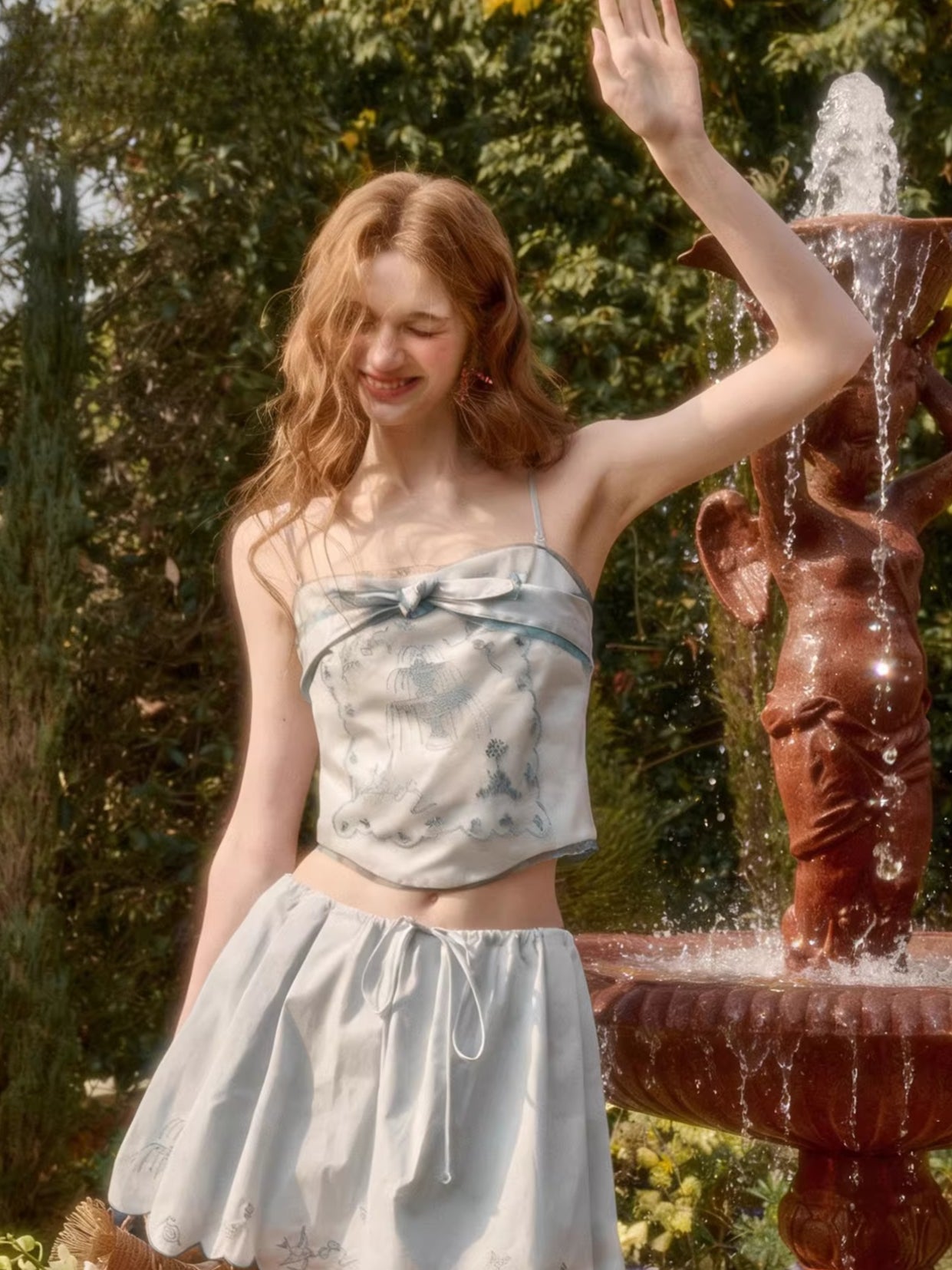 Fountain Embroidered Two-Piece Set