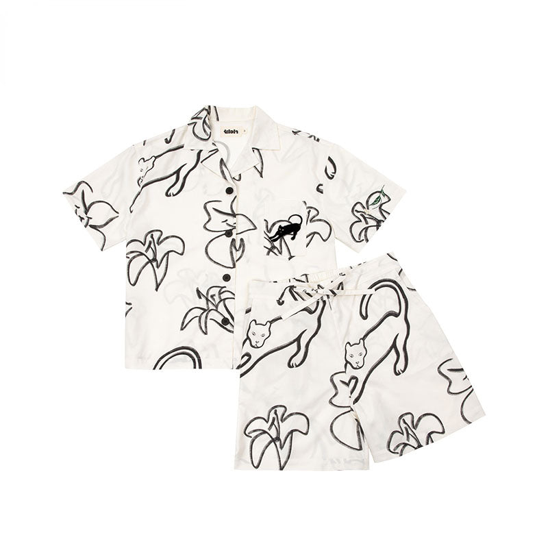 White Panther And Lily Tencel Pyjamas